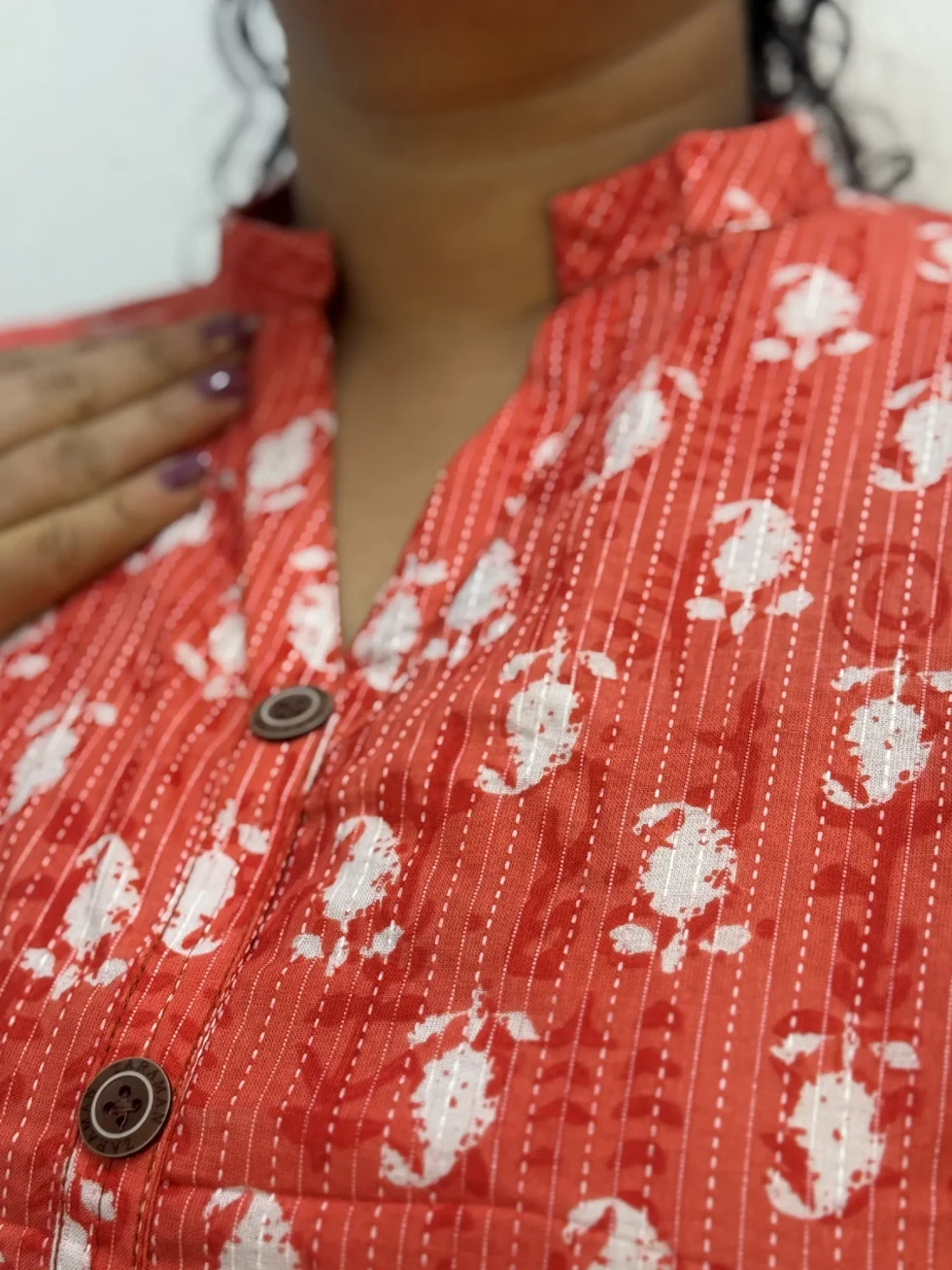 Peachy-orange-Kantha-Print-Co-ord-set online shop dadar