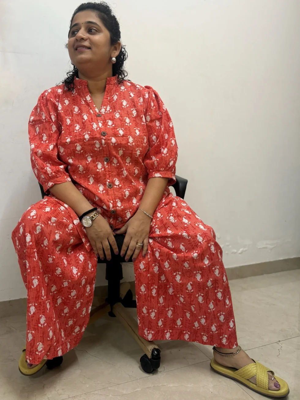 New Product available Dadar Peachy-orange-Kantha-Print-Co-ord-set1-