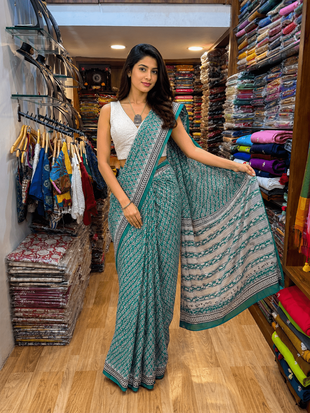 Mango Motif Mulmul Saree