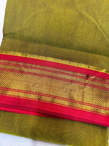 Olive Green Semi Narayanpeth Saree