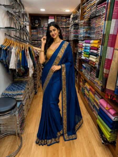 Traditional-Royal-Blue Modal-Silk-Saree