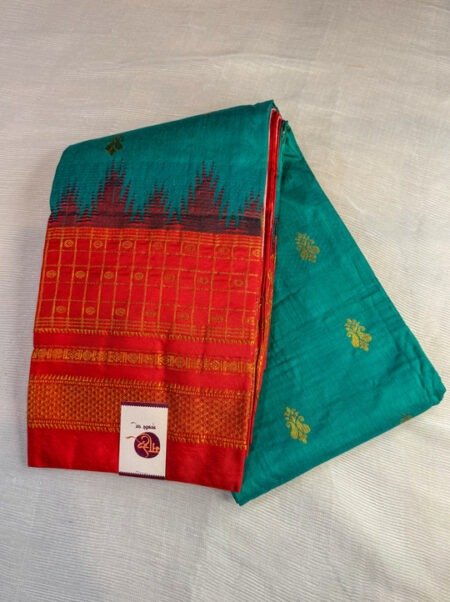 Handloom Gadwal Silk Saree -Peacock Blue