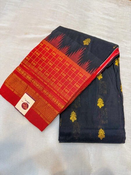 Handloom Gadwal Silk Saree - Peacock Green & Vermilion Red