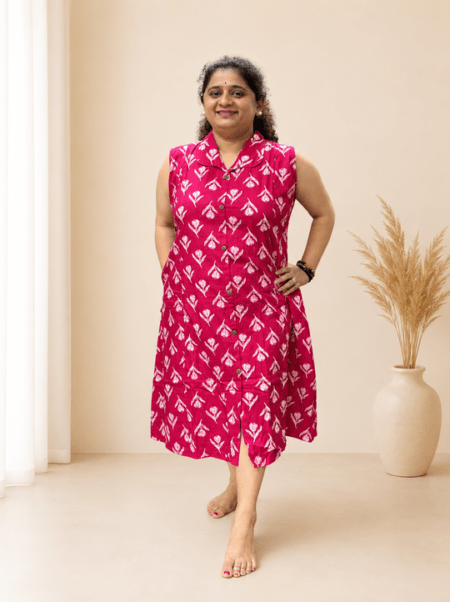 Pink Floral A-Line Dress