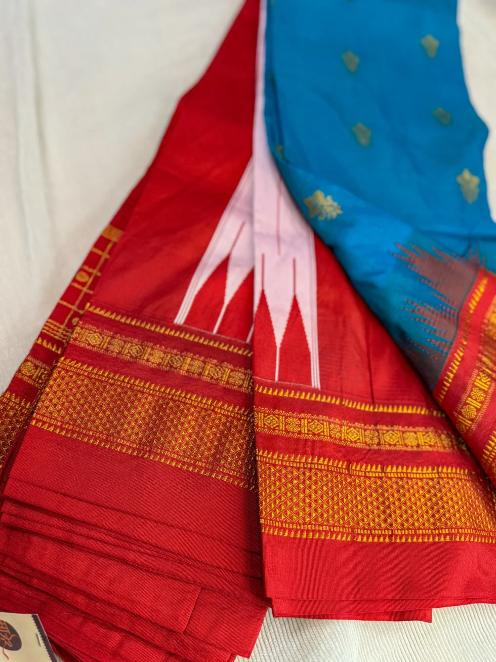 Blue-saree-with-red-border