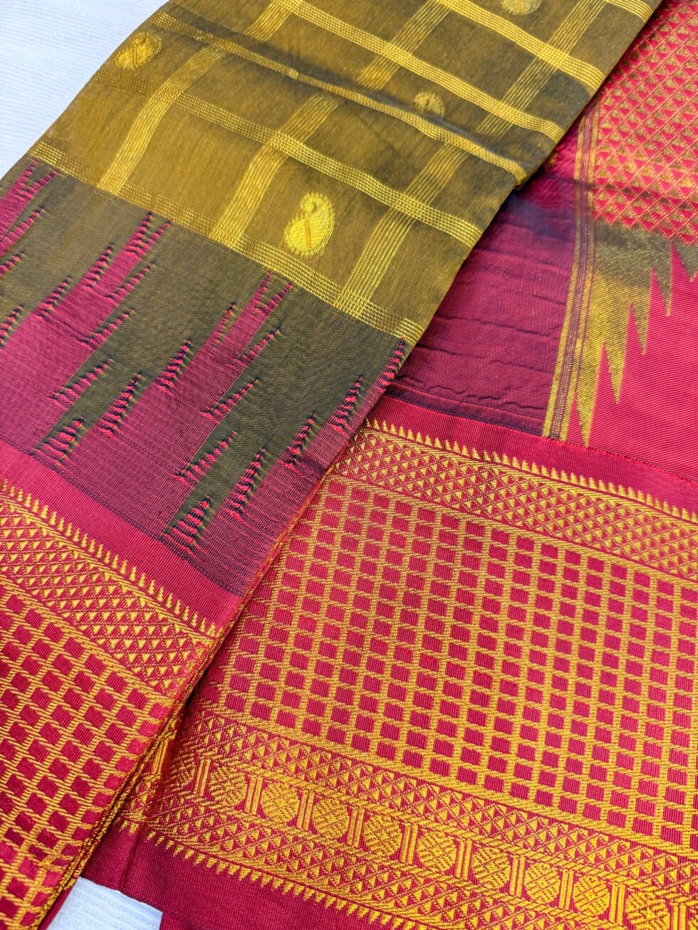handloom-gadwal-silk-saree-olive-green-viral-product