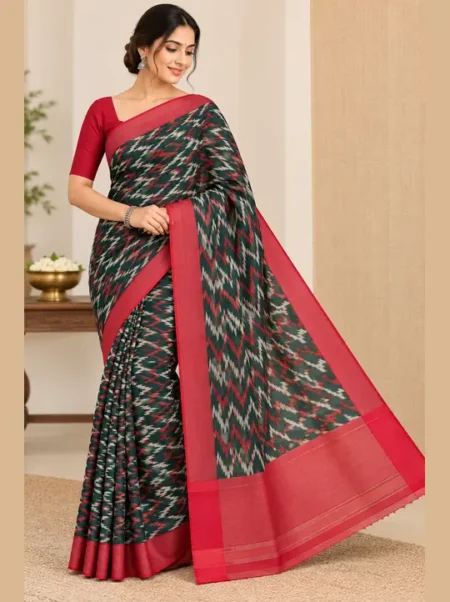 pure-handloom-ikkat-saree-coffee-brown-coral-pink