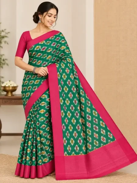 pure-handloom-ikkat-saree-green