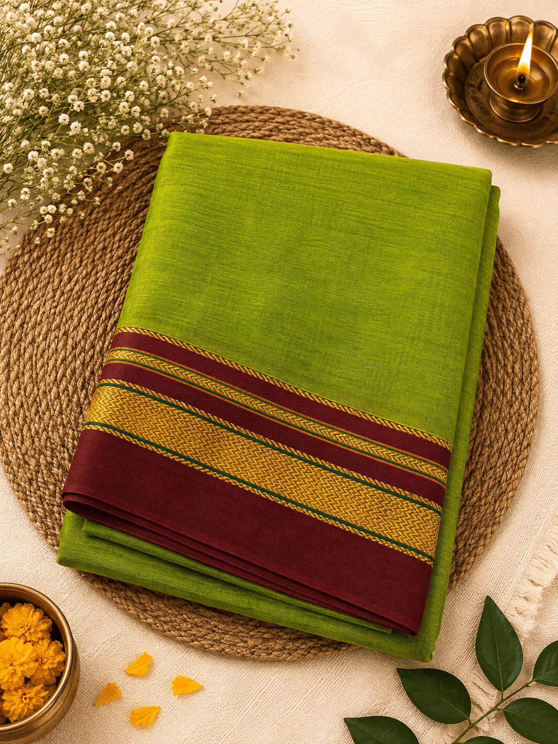 Parrot Green Ilkal Saree