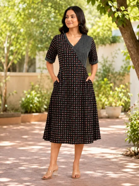 Black-cotton-dress-for-women-aditi-collection