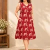 maroon-bicycle-print-jaipuri-cotton-a-line-dress