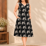 side-pockets-black-jaipuri-cotton-a-line-dress